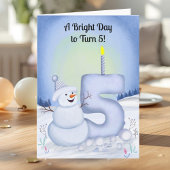 5歳の誕生日 雪だるま 雪まみれの5 カード