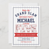 5歳の野球の誕生日招待状 招待状 (正面)