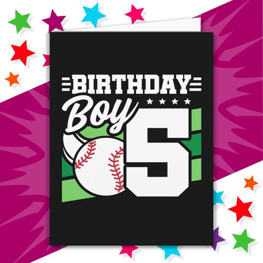 5歳の野球パーティーテーマ5th誕生日ボーイ カード