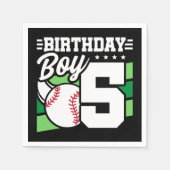 5歳の野球パーティーテーマ5th誕生日ボーイ スタンダードカクテルナプキン (正面)