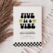 5歳はイイネ！ | ボーイズ ハッピー フェイス キッズ 5歳誕生日 招待状