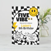 5歳はクール | 男の子の5歳誕生日レトロパーティー 招待状 (スタンド正面)