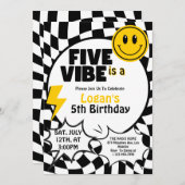 5歳はクール | 男の子の5歳誕生日レトロパーティー 招待状 (正面/裏面)