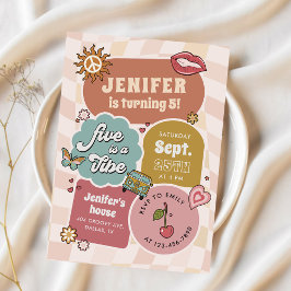 5歳はビバ！レトロなダイジーの5歳誕生日 招待状