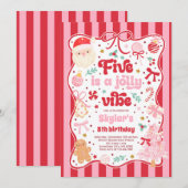5歳は楽しいクリスマスの雰囲気 5歳の誕生日 招待状 (正面/裏面)