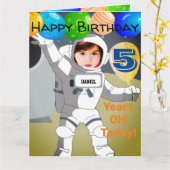 5歳カスタムの男の子の誕生日カード カード (黄色い花)