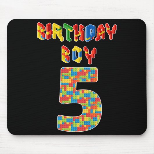 5歳ギフト建物ブロック5誕生日少年 マウスパッド (正面)