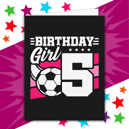 5歳サッカーサッカーパーティー5誕生日女 カード