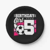 5歳サッカーサッカーパーティー5誕生日女 ペーパープレート (正面)