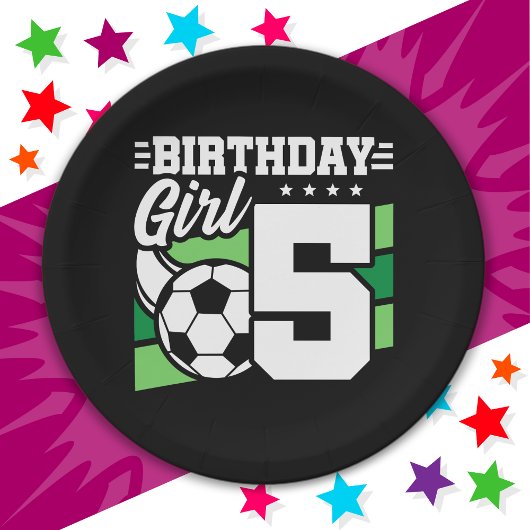 5歳サッカーサッカーパーティー5誕生日女 ペーパープレート