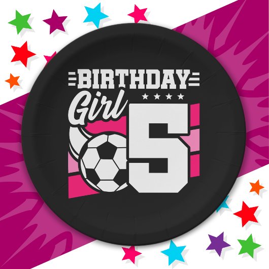 5歳サッカーサッカーパーティー5誕生日女 ペーパープレート