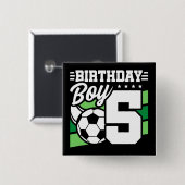 5歳サッカーサッカーパーティー5誕生日少年 缶バッジ (正面&裏面)