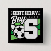 5歳サッカーサッカーパーティー5誕生日少年 缶バッジ (正面)