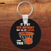 5歳ハッピー5誕生日バスケットボール5歳 キーホルダー (正面)