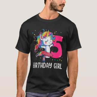 5歳ユニコーンダビング5歳誕生日ガールユニック Tシャツ