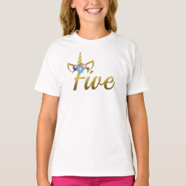 5歳ユニコーン誕生日女子供への子 Tシャツ