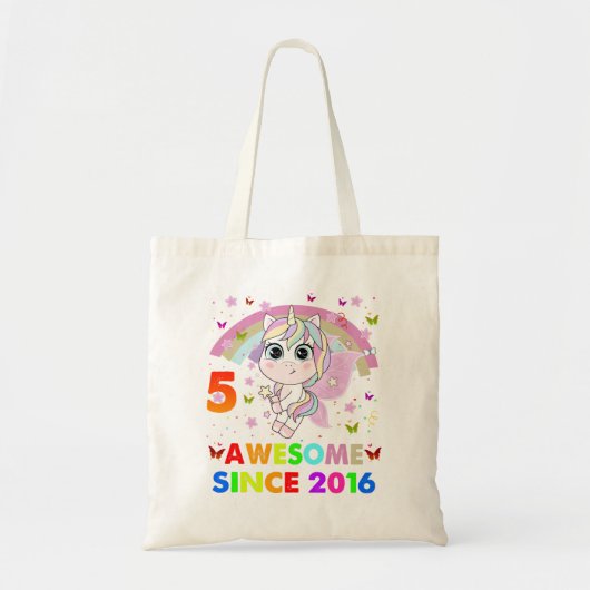 5歳ユニコーン5歳誕生日ガールユニコーンPart トートバッグ (正面)
