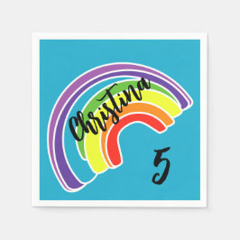 5歳レインボーバースデーパーティー スタンダードカクテルナプキン