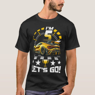 5歳レース5th誕生日パーティー金ゴールドレースRac Tシャツ