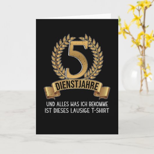 5歳会社記念日の従業員会社 カード (黄色い花)