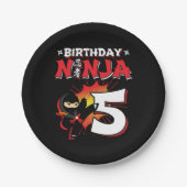 5歳漫画ブックスタイル忍者5th誕生日 ペーパープレート (正面)
