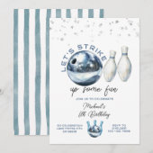 5歳男子ギャラクシーボウリング誕生日パーティーをしよう 招待状 (正面/裏面)