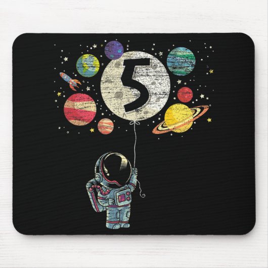 5歳誕生日ボーイギフト宇宙飛行士5誕生 マウスパッド (正面)