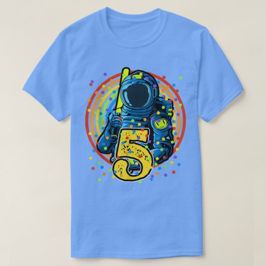 5歳誕生日ボーイギフト宇宙飛行士5誕生 Tシャツ (デザイン正面)