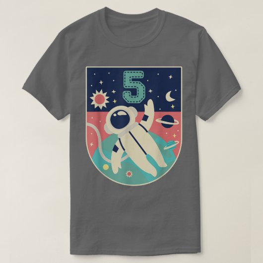 5歳誕生日ボーイティー宇宙飛行士5th Day Pa Tシャツ (デザイン正面)