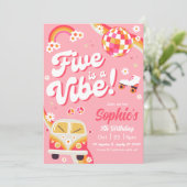 5歳誕生日レトロスタイル招待状 招待状 (スタンド正面)