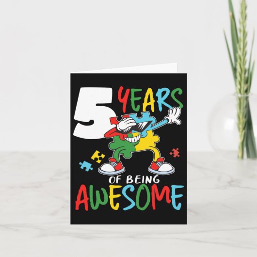 5歳誕生日自閉症少年ガール自閉症アウェア カード (正面)