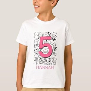 5歳5分のピンクの誕生日カード Tシャツ