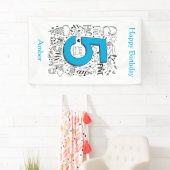 5歳5分のブルーの誕生日カード 横断幕 (インサイチュ)