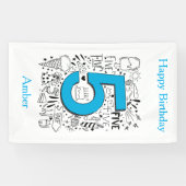 5歳5分のブルーの誕生日カード 横断幕 (横)