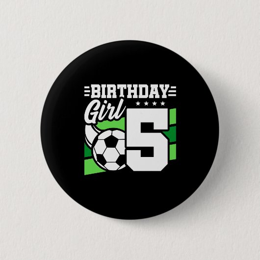 5歳 サッカー パーティー 5歳の誕生日 女の子 缶バッジ (正面)