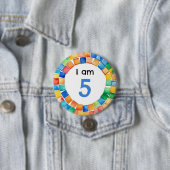 5歳 モザイク柄 カラフル 年齢 数字 誕生日 缶バッジ (インサイチュ)