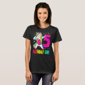 5歳 ユニコーン ダビング 5歳の誕生日 女の子 ユニコーン Tシャツ (正面フル)