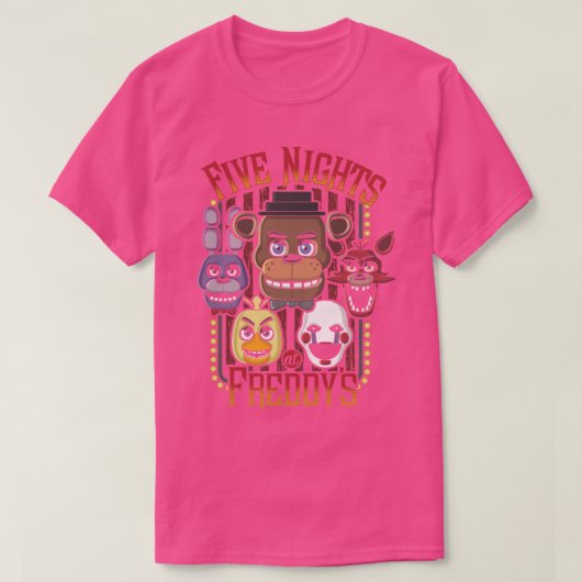 5泊Freddys Pizzeria MultiCharacter Tシャツ (デザイン正面)