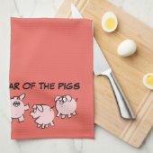 5漫画おもしろいイラストレーション豚の年2019 Vタオル キッチンタオル (四つ折り)
