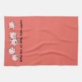 5漫画おもしろいイラストレーション豚の年2019 Vタオル キッチンタオル (横)