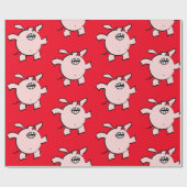5漫画おもしろいイラストレーション豚カラーWPを選択 ラッピングペーパー (フラット)