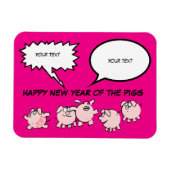 5漫画おもしろい漫画豚の新年誕生日Ma マグネット (横)