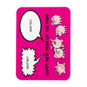 5漫画おもしろい漫画豚の新年誕生日Ma マグネット (縦)