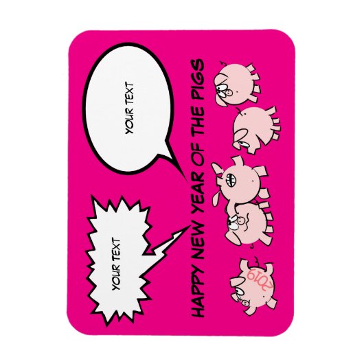 5漫画おもしろい漫画豚の新年誕生日Ma マグネット (縦)