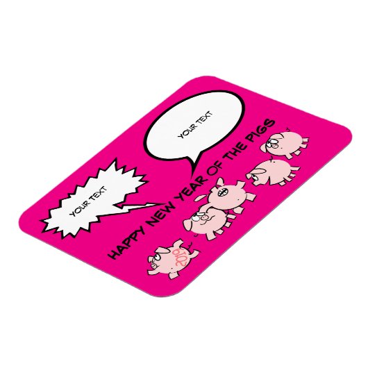 5漫画おもしろい漫画豚の新年誕生日Ma マグネット (左側)