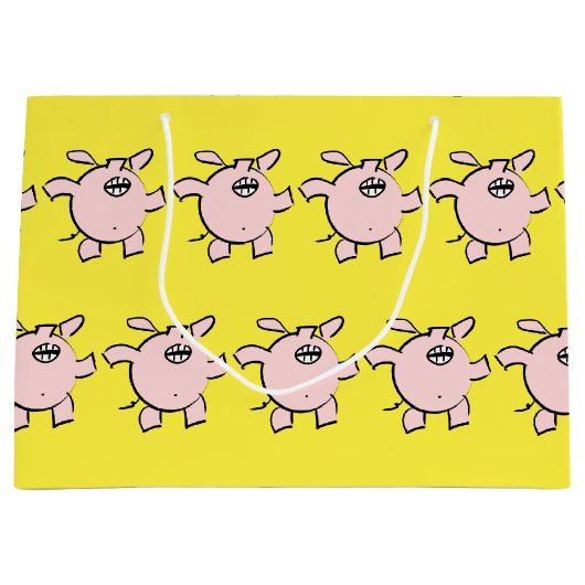 5漫画おもしろい豚ベビー選択カラーLギフト ラージペーパーバッグ (正面)