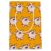 5漫画おもしろい豚ベビー選択カラーMギフト ミディアムペーパーバッグ (正面)