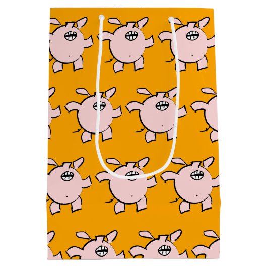 5漫画おもしろい豚ベビー選択カラーMギフト ミディアムペーパーバッグ (裏面)