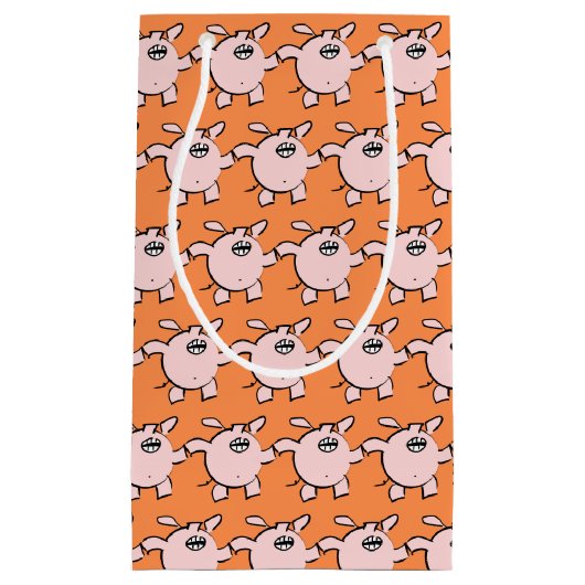 5漫画おもしろい豚新生児選択カラーギフトB スモールペーパーバッグ (正面)