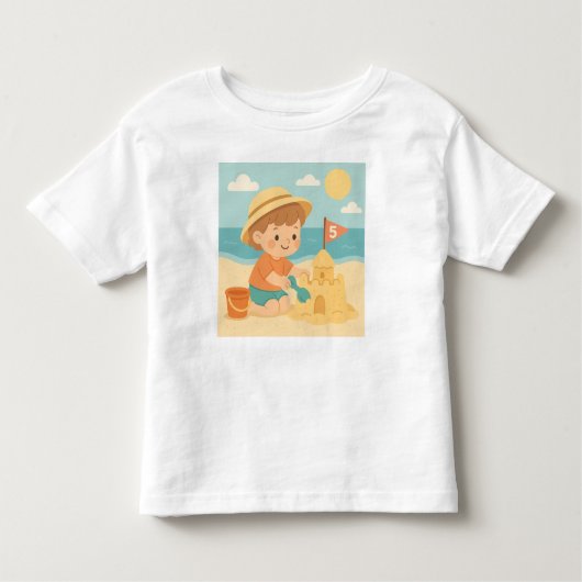 5番だ！-誕生日ビーチTシャツ子供へ トドラーTシャツ (正面)